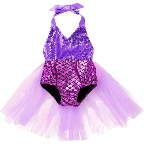 Newborn Infant Baby Girls Mermaid Rompers Jumpsuit Christmas Tutu Dress Summer Beach Clothes for Kids Childrens Cosplay Costume