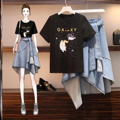 Sets Temperament Short-Sleeved Shirt Denim Short Skirt Womens Two-piece Set Summer New Slimming Denim Skirt Two-piece Suit Z783