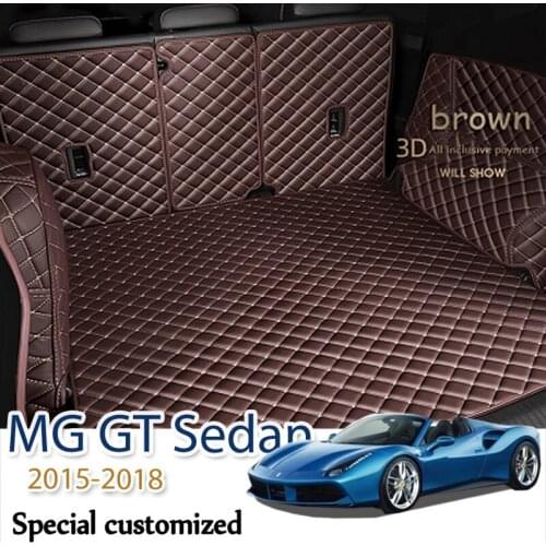 Custom Leather Car Trunk Mats For MG GT Sedan 2015-2018 Rear Trunk Floor Mat Tray Carpet Mud