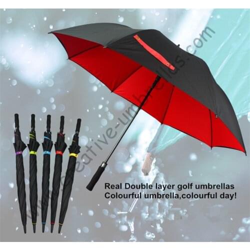 Buy 3pcs get 1 free straight golf umbrellas.real double layers fabric fiberglass frame,auto open Pongee,anti-thunder,,anti rust