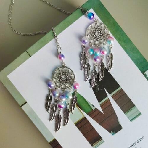 A Pair Small Dream Catcher Wind Chime Hanging Decoration Feather Dreamcatcher Car Pendant Accessory Beads Decor