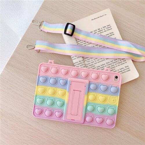 Cartoon Bubble Cute Case With Strap For IPad 11 Mini12345 10.2 Pro9.7 10.5 10.9 11 Air4 123 Antistress Tablet Soft Silicon S