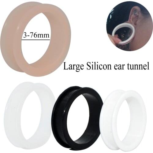 1pair Large Size Ear Silicon Ear Plugs Retainer Expander Silicone Flexi Soft Hollow Flesh Tunnel Piercing Stretchers Earrings