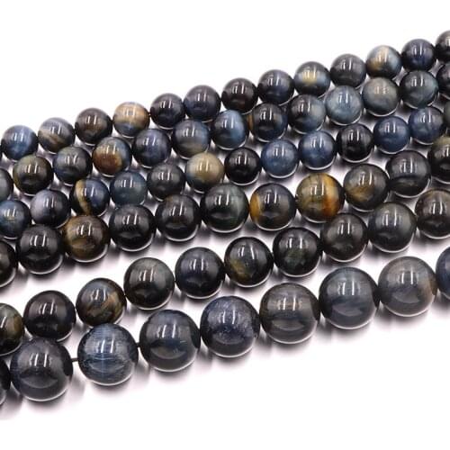 Natural hawk eye Stone blue tiger Round Loose Beads Gemstone For Jewelry Making DIY Bracelet Necklace 15inches/strand 7/10/12m