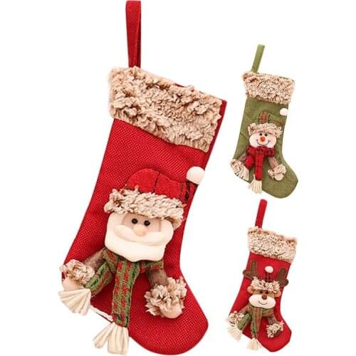 Christmas Stocking Santa Claus Candy Sock Gift Bag Xmas Tree Hanging Decor Bag