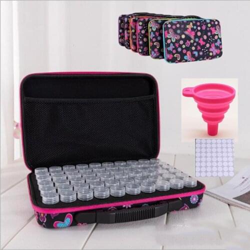 New style 60 Bottles diamond mosaic Tool Container Storage Butterfly Diamond Painting Box Accessories Holder Hand Bag Zipper box