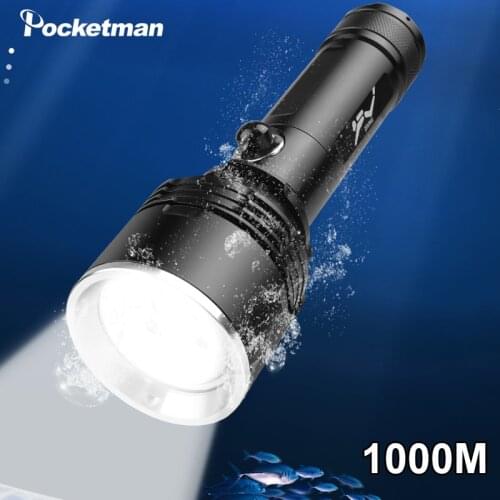 Underwater 1000m Diving Flashlight Super Bright Led Flashlight Lanterna Long Range 3 Modes Diving Torch For Diving Camping