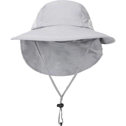Connectyle Mens Women Outdoor Summer Sun Hat Adjustable Wide Brim Detachable Fishing Hat with Neck Flap UPF 50+ Mesh Sun Hats
