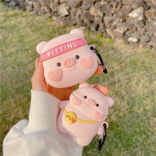 Cute Cartoon Pink Pig For AirPods Headphone Case Silicone Wireless Bluetooth Earphone Charging Box Cover For Airpods Pro
