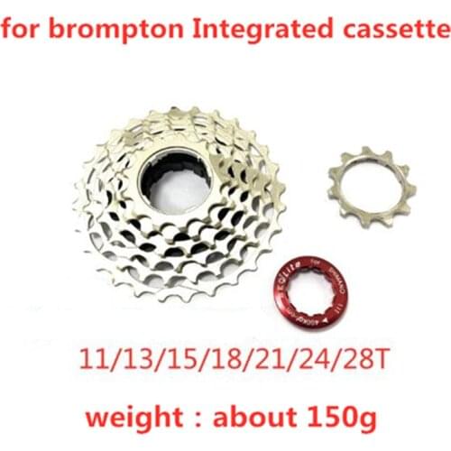 Folding bicycle integrated 7-speed cassette for brompton Flywheel 7 speed Chrome Moly Steel 11T/13T/15T/18T/21T/24T/28Ttensioner