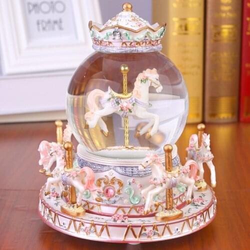 Snow ball music note snow globe music box new year gift carousel birthday gift for friend Clockwork Type christmas