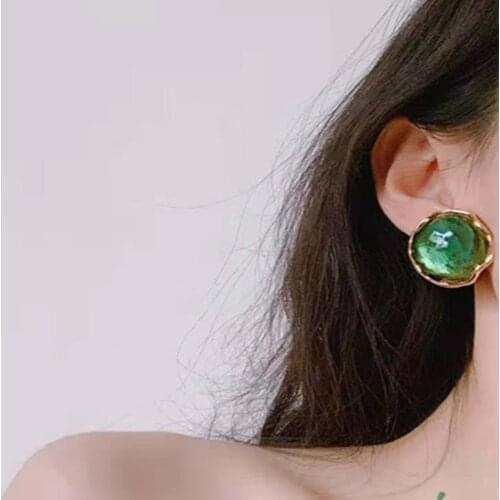 TIMEONLY Irregular French Resin Red Love Heart Stud Earring for Women Ladies Simple Crystal Charm Earring Party Gifts Jewelry