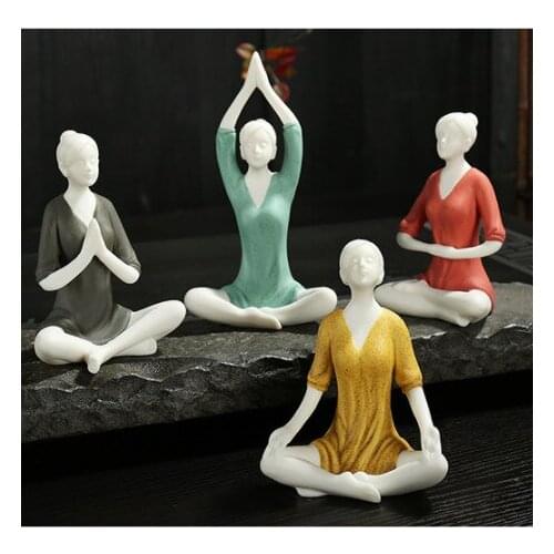 Yoga Kungfu Girl Tea Pet Ornaments Clay Purple Sand Tea Pet Handmade Ceramic Tea Accessories Home Decoration Crafts Tea Tools