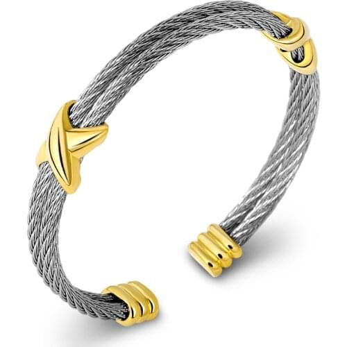 Vintage European Bangle Twisted Cable Wire Bracelet Antique Bangles Cross Fashion Designer Brand X Twisted Cuff Bracelets