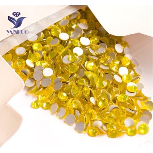 YANRUO 2058NoHF SS3-SS34 Citrine Non Hot Fix Flat Back Strass Stones And Crystals Nail Art Glue On Rhinestones For Nails