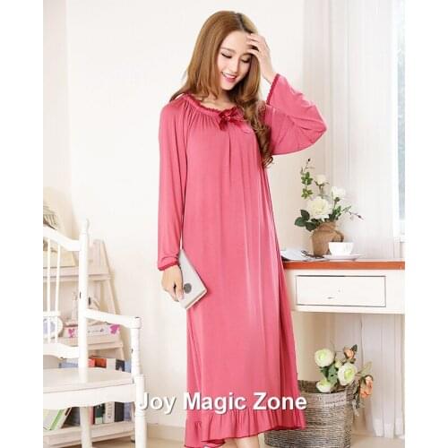Yomrzl L725 new arrival spring and autumn womens nightgown one piece long sleeve sleepwear warm comfortable sleep dress