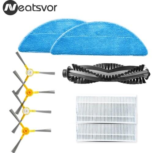 Spare part for Robot Vacuum Cleaner Neatsvor X500/X520/X600,Side Brush*2pair +HEPA *2pc+Mop*2pc+Roll brush*1pc