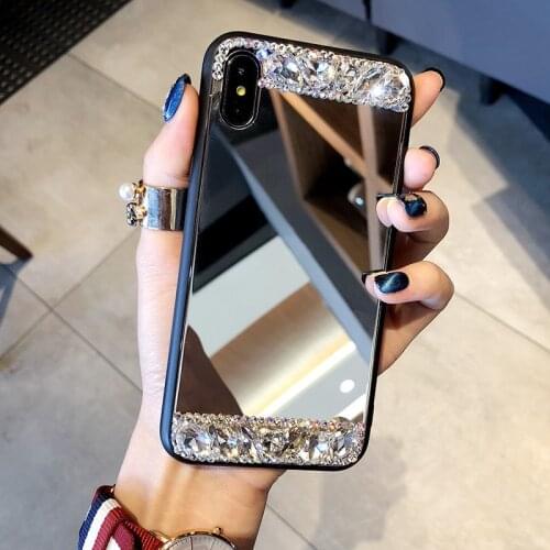 Rhinestone Mirror Phone Case For Samsung S10 Plus S10E S8 S8Plus S9 Plus Note 9 J730 J4 J6Plus J6 Diamond Coque