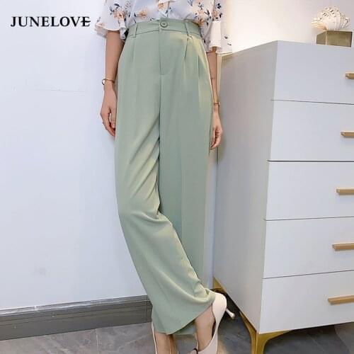 Bella Philosophy Women Summer Elegant Long Pants Vintage High Waist Wide Leg Pants Casual Korean Loose Straight Trousers Bottoms