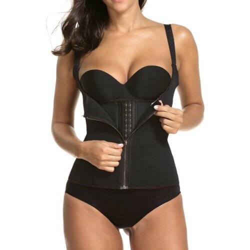 Hot Sauna Sweat Waist Trainer Cincher Body Shaper Vest For Women Zip Hook Slimming Belt Black Plus Size 6XL Neoprene Corset Top