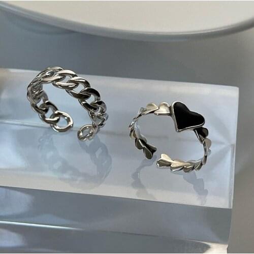 925 New Silver Fashion Hollow Chain Ring Retro Temperament Love Scale Adjustable Index Finger Ring For Women Jewelry Wholesale