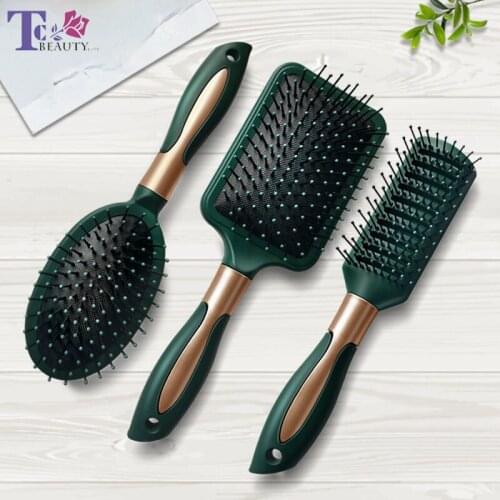 3pcs Hairbrush Set Airbag Massage Comb Hairdress Styling Tool Curling Edge Brush Negative Ion Round Straight Curly Hair Brush