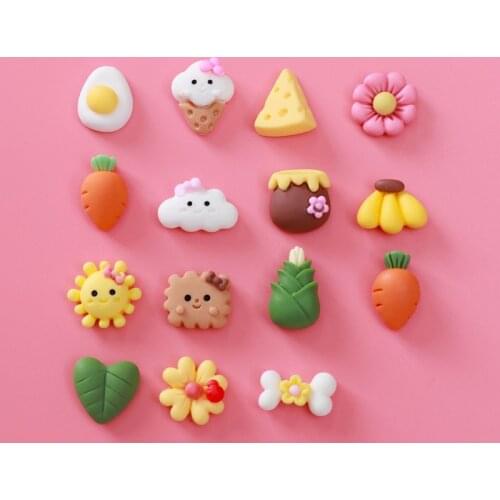 30Pcs/Lot Cartoon Egg Flower Resin Patch DIY Hairpin Jewelry Crafts Materials Mini Nail Art Flat Back Resin Scrapbook Art Decor