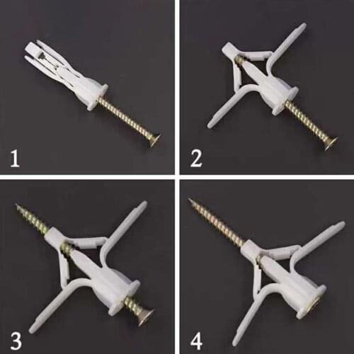 50/100pcs Expansion Drywall Anchors Kit Butterfly/Aircraft Shape Anchors Pierced Special For Nylon Plastic Gypsum Board
