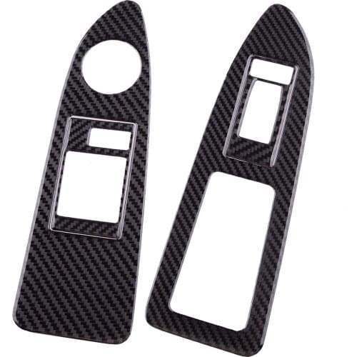 Beler 4pcs Car Window Lift Switch Panel Cover Trim Fit for Dodge Challenger 2008 2009 2010 2011 2012 2013 2014Carbon Fiber LHD