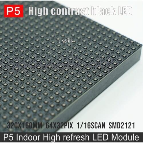 Free Shipping High Resolution 64x32 Pixels P5 Indoor Black SMD2121 Full Color LED Module