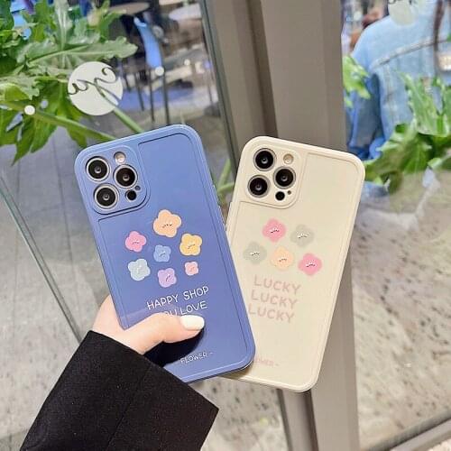 Retro kawaii Color Flower art Japanese Phone Case for apple iPhone 11 12 Pro Max Xr Xs Max 7 8 Plus X 7Plus case Cute Soft Cover