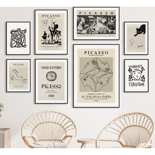 Black White Vintage Picasso Abstract Art Wall Art Canvas Painting Nordic Posters And Prints Wall Pictures For Living Room Decor