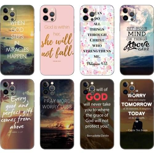 Black tpu case for iphone 5 5s se 2020 6 6s 7 8 plus x 10 XR XS 11 12 mini pro MAX back cover christian inspiration