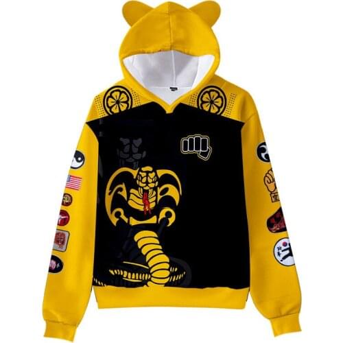 The Karate Kid Cobra Kai Anime Ear Hoodies Sweatshirts for Boys Girls Casual Tracksuit Hooded 3D Print Cosplay Children 300 Full