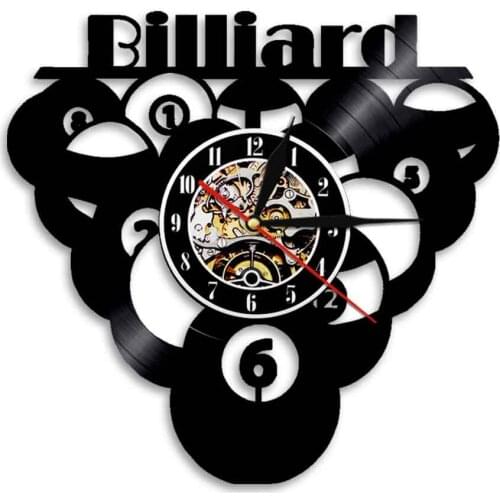 Billiards Ball Pool Design Wall Clock Vintage Vinyl Record Wall Clock Billiard Pool Wall Art Decoration Snooker LED Night Light