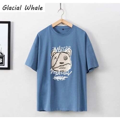 GlacialWhale T-shirt Men 2021 New Summer Tops Print Blue T Shirt Hip Hop Streetwear Harajuku Oversized Plus Size T Shirt For Men