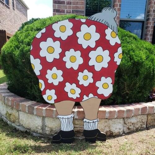 Old Lady Bending Down Yard Sign Outdoor Lawn Art Summer Decor Courtyard Art Ornaments Garden Silhouette Stakes Backyard Decor