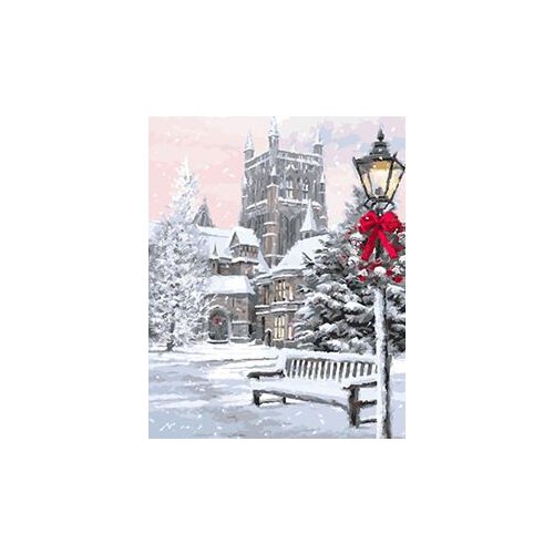 MaHuaf-X915 winter street landscape painting by numbers on canvas hand painted digital wall picture 40x50 Framed for home decor