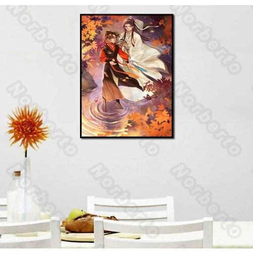 Chinese Animation Canvas Painting Wall Poster The Character of The Founder of Diabolism Lan Wangji for Home Room Wall Decoration