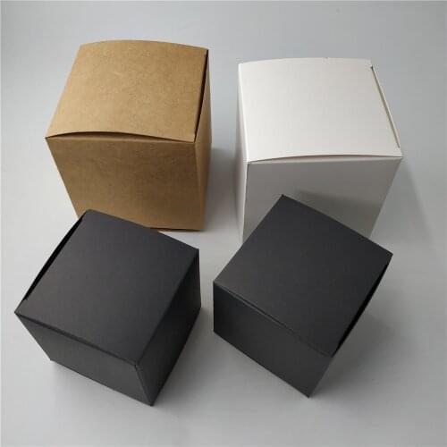 7*7cm 20pcs Kraft Gift Packaging Paper Box White Paper Cardboard Box Soap Candy Packing Black Paper Box