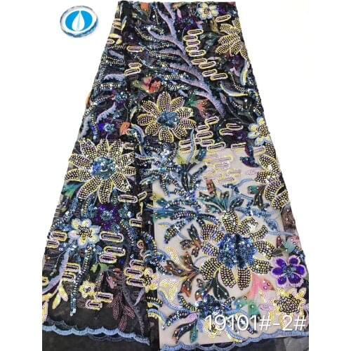 Sequined Lace Fabric African Lace Fabric 2021 High Quality Lace French Nigerian Tulle Lace Fabric D3736