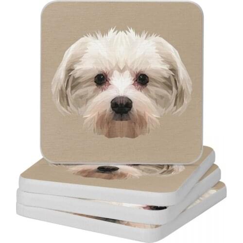 Maltese Dog Natural Diatomite Square Round Coaster Non-slip Cup Bonsai Mat Soap Toothbrush Pad Wholesale Diameter 10cm