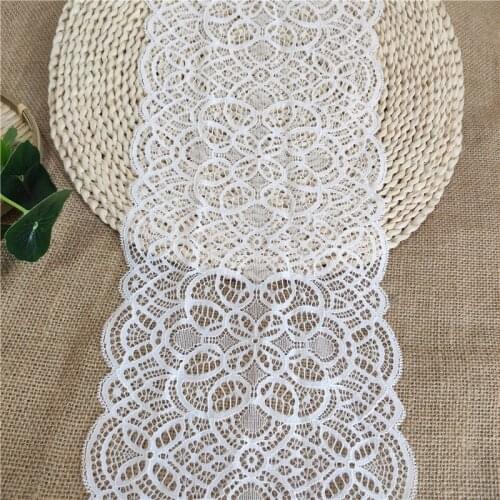 Fashionable 18CM wide white stretch lace satin lace decorative embroidery Nigerian African lace fabric white lace sewn