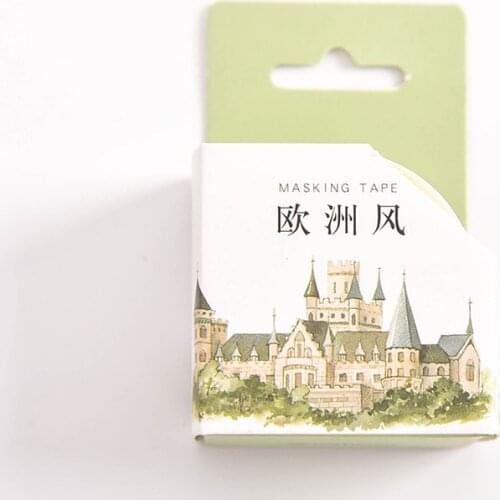 Japan European Style Building Washi Tape Cartoon Masking Adhestive Tapes Paper Sticker for School Office Supply Calendar Decor