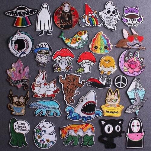 Diy Mushroom Anime Patch Badge Sewing Sticke Embroidered Patches For Clothing Cutu Cat Patch Iron On Patches On Clothes Applique