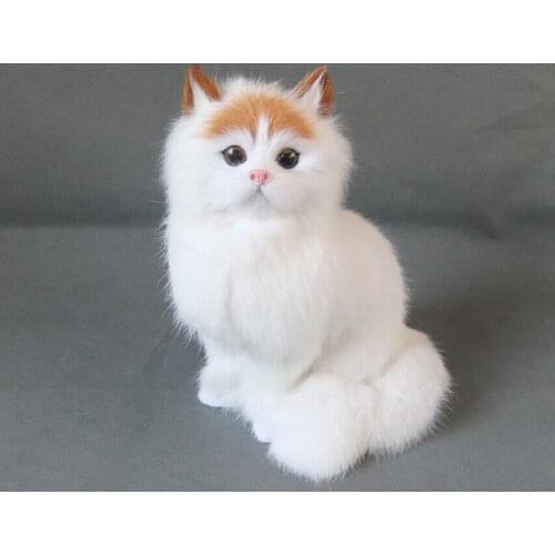 New simulation white cat toy polyethylene & furs handicraft Decoration prop cat doll about 21x17cm 1428