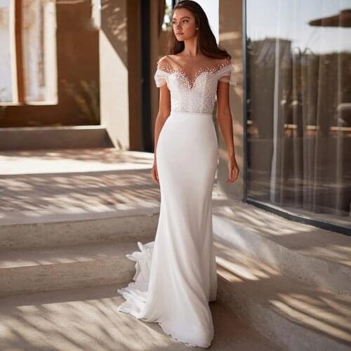 Charming Wedding Dresses Jersey Pleat Beading Sweetheart Off-Shoulder Zipper Mermaid Bridal Gowns Novia Do 2021 New