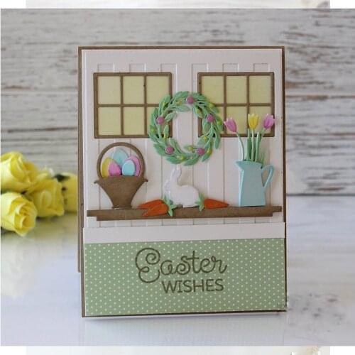 Easter Rabbit Carrots Window Set Metal Cutting Dies for DIY Scrapbooking Paper Cards Making Decorative Crafts Supplies New 2018