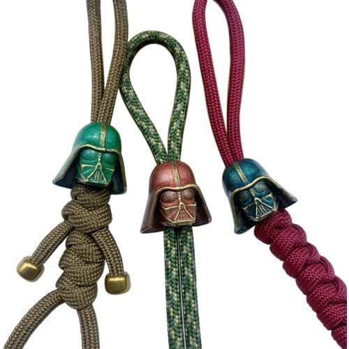 Cyborg Helmet Brass Handcrafted Lanyards Pendant Paracord Pendant Lanyard Beads Charms Metal Spacer Bead for Folding Knife
