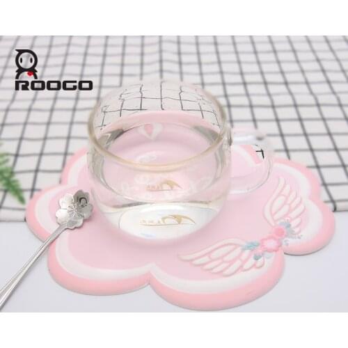 Roogo Cloud Shape Cartoon Silicone Cup Coaster Cute Unicorn Drink Coasters Hot Insulation Pad Home Kitchen Table Decoration Mat